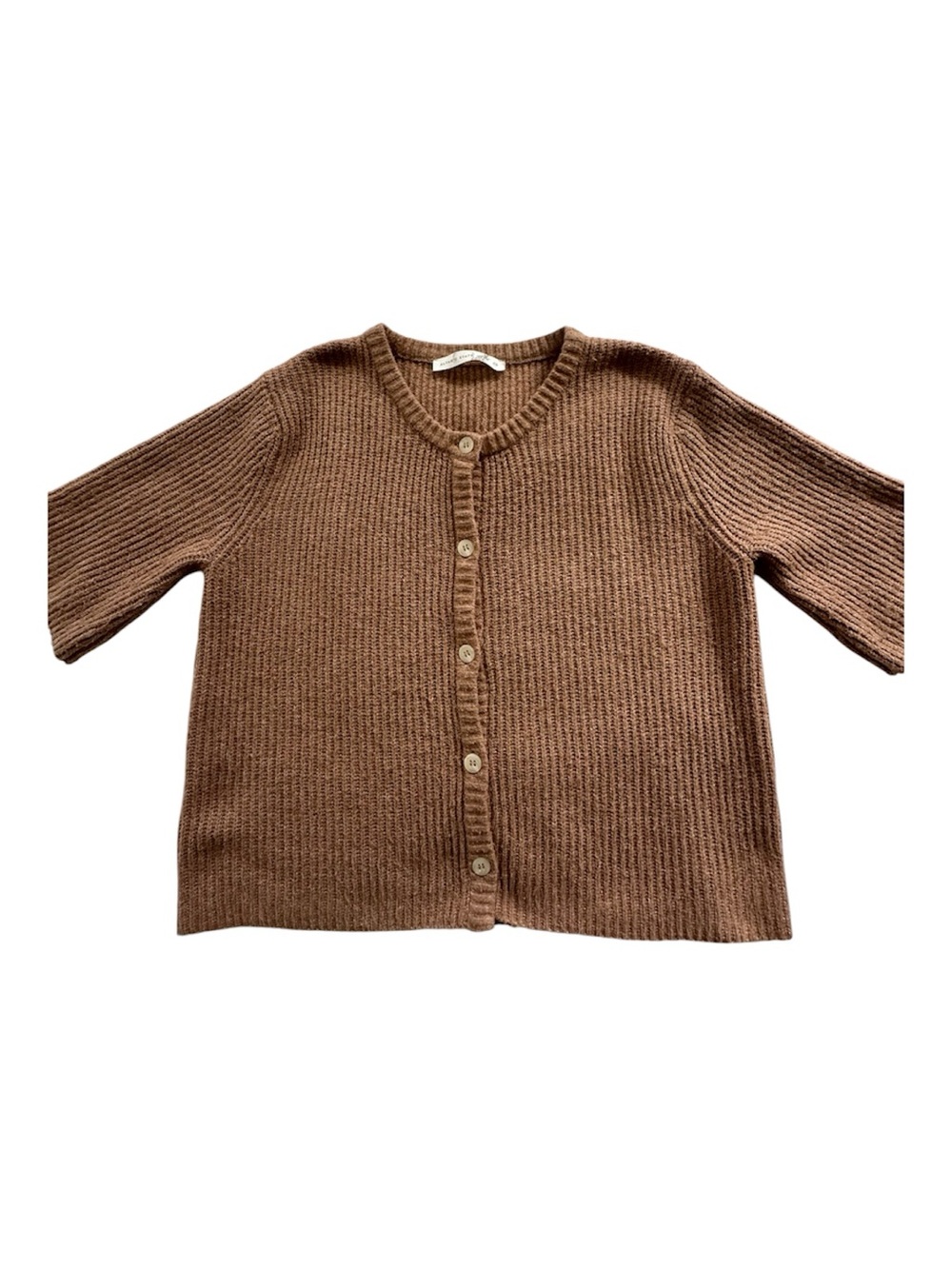 Altar'd State Chestnut Brown Ribbed Button-Front Cardigan